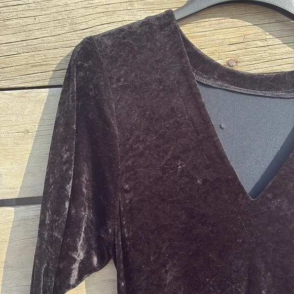 Crushed Velvet Black Midi Dress Sz Sm/med - Picture 6 of 11